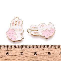 合金とエナメルのペンダント  兎  カドミウムフリー＆鉛フリー  ピンク  21x13x1.5mm  穴：2mm&nbsp;PALLOY-T092-59