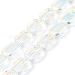 電気メッキガラスビーズ連売り  長方形  混合スタイル  ミックスカラー  12x10x4.5mm  穴：1mm  約55個/連  25.98''（66センチメートル）&nbsp;EGLA-P049-02A