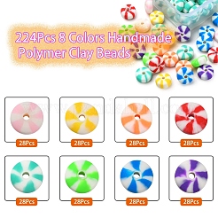 224Pcs 8 Colors Handmade Polymer Clay Beads&nbsp;CLAY-YW0001-53