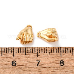 真鍮チャーム  ハンドチャーム  長持ちメッキ  ニッケルフリー  18KGP本金メッキ  9.5x6.5x6.5mm  穴：0.9mm&nbsp;KK-K382-55G