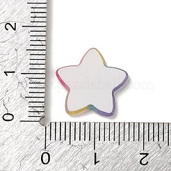 レインボーカラースタイルのアクリルプラスチックカボション  グリッターパウダー付き  14x15x2mm&nbsp;X-OACR-R269-05B