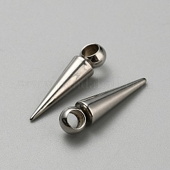 ステンレスペンダント201個  コーン/スパイクチャーム  ステンレス鋼色  19.5x5mm  穴：3mm&nbsp;LS-STAS-WH0044-28A-P
