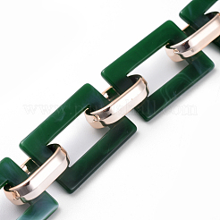 Imitation Gemstone Style Acrylic Handmade Rectangle Link Chains&nbsp;AJEW-JB00518-04