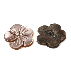 天然の黒リップシェル彫刻ビーズ  花  14.5x15~15.5x2.5~3.5mm  穴：1mm&nbsp;SHEL-A006-11B