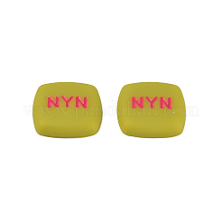 アクリルエナメルカボション  nyn という単語のある四角形  ダークカーキ  21x21x5mm&nbsp;KY-N015-202C