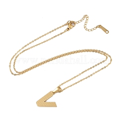 Ion Plating(IP) Initial Letter 304 Stainless Steel Pendant Necklaces&nbsp;NJEW-M199-01G-V