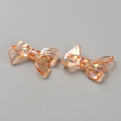 UVメッキ 虹色透明 ABカラーメッキアクリルビーズ  蝶結び  オレンジ  33x25x6.5mm  穴：2mm  約293個/611g&nbsp;LS-TACR-WH0029-01A