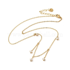 304 Stainless Steel Clear Cubic Zirconia Tassel Necklaces for Women&nbsp;NJEW-U031-10G