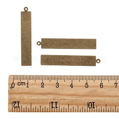 メタルタグ  真鍮タグブランクタグペンダント  長方形  アンティークブロンズ  41x7x0.5mm  穴：1mm&nbsp;X-KK-N0001-07AB