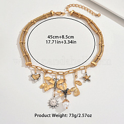 Alloy & Imitation Pearl Sun Butterfly Flower Pendant Bib Necklaces for Women&nbsp;WGA5C74-01