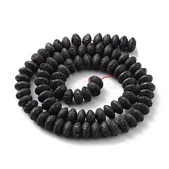 天然溶岩岩ビーズ連売り  艶消し  ロンデル  8~8.5x5mm  穴：1mm  約85個/連  15.75インチ（40cm）&nbsp;G-H303-C27