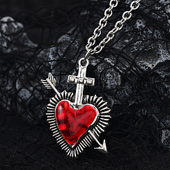 Halloween Alloy Dark Red Enamel Pendant Necklaces for Men Women Kids&nbsp;XF6660-5