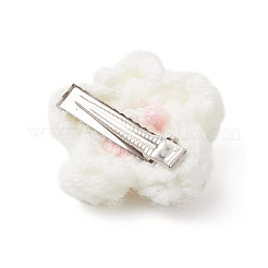 女性用ワニ口ヘアクリップ（女性用）  手作りの綿編み装飾アクセサリーと鉄製の平らなワニのヘアクリップ留め具付き  ミックスカラー  41.5~42.5x37~37.5x17.5mm&nbsp;PHAR-JH00141