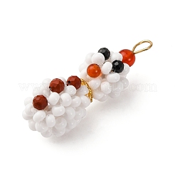 Christmas Glass Seed Beads Snowman Pendants&nbsp;PALLOY-MZ00789-02