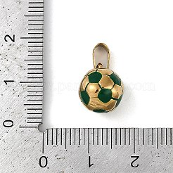トレンディなネックレスの留め具 304 ステンレススチール フットボール/サッカーボールペンダント  ゴールドカラー  グリーン  15x11mm  穴：3x6mm&nbsp;STAS-L012-B01G-02