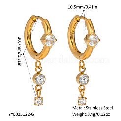 Elegant Stainless Steel Rhinestone Tassel Hoop Earrings&nbsp;RZ2213-1