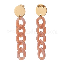 女性のための分厚いアクリルカーブチェーンロングダングルスタッドピアス  ミックスカラー  57x12mm  ピン：0.7mm&nbsp;EJEW-JE04771