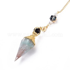 Resin Hexagonal Pointed Dowsing Pendulums(Brass Finding and Gemstone Inside)&nbsp;G-L521-A05