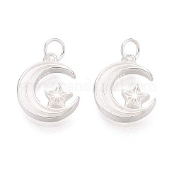 スターチャーム付きスターリングシルバーの月925個  丸カンとスタンプ925個付き  銀  12x10x2mm  穴：2.8mm&nbsp;STER-N016-93S