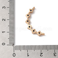 真鍮チャーム  ガラスと  菱形  ゴールドカラー  ブルー  25x10x3mm  穴：1.2mm&nbsp;X-KK-C062-038G-01