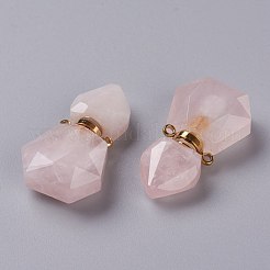 Hexagon Natural Rose Quartz Perfume Bottle Pendants&nbsp;G-H241-03F-G