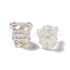 UVメッキレインボー虹色アクリルビーズ  クマの服を着た女の赤ちゃん  透明  17.5x16.5x14mm  穴：3.5mm&nbsp;LS-PACR-M002-01F