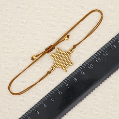 MIYUKIシード編みこみビーズブレスレット  女性のためのスターフレンドシップブレスレット  ゴールド  11インチ（28cm）&nbsp;BJEW-A121-05B