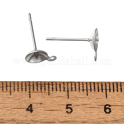 変色防止 304 ステンレススチール スタッドピアス金具  片穴パーツ用  ステンレス鋼色  9x6mm  穴：1mm  ピン：12x0.8mm&nbsp;STAS-P370-02D-P
