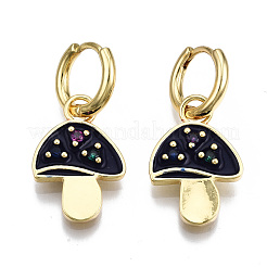 Mushroom Cubic Zirconia Dangle Hoop Earrings&nbsp;EJEW-T014-27G-NF