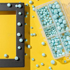 キットを作るDIYブレスレット  340個4スタイルナチュラルハウライトラウンドビーズ  ダークターコイズ  340個/箱&nbsp;G-LS0001-37
