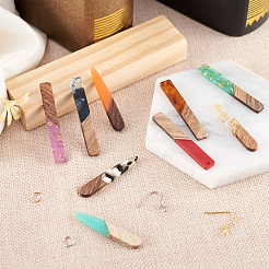 DIYの長方形とティアドロップのダングルイヤリング作成キット  レジン＆ウォールナットウッドペンダントを含む  304ステンレススチール丸カンとフレンチピアスフック  ミックスカラー  138個/箱&nbsp;DIY-TA0008-94