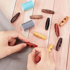 70pcs 7 style Natural Wood Buttons&nbsp;DIY-GF0006-67