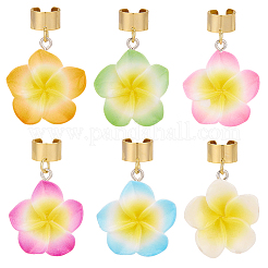 12Pcs 6 Colors Flower Resin Stethoscope Pendant Decorations&nbsp;HJEW-SP0001-55