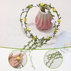 2Pcs 2 Colors Polyester Artificial Rose Garland Headbands Hair Vine&nbsp;AJEW-CP0008-26E