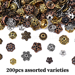 200Pcs 20 Styles Tibetan Style Alloy Flower Bead Caps&nbsp;TIBE-YW0001-87