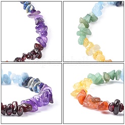チャクラの宝石のストレッチブレスレット  水晶の線付き  内径：2-1/8インチ（5.5cm）&nbsp;BJEW-JB02288-01