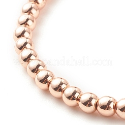 Synthetic Hematite Round Beaded Stretch Bracelet with Cubic Zirconia&nbsp;BJEW-JB07798-04