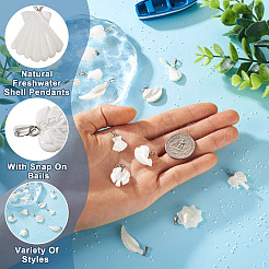 14Pcs 7 Styles Natural Freshwater Shell Pendants&nbsp;SHEL-CD0001-05