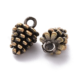 ラックメッキ真鍮チャーム  鉛フリー＆カドミウムフリー  松かさ  ブラッシングアンティークブロンズ  11x7mm  穴：1.5mm&nbsp;KK-F834-07BAB