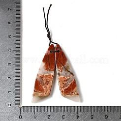 天然の赤い虹ジャスパーペンダント  翼のチャーム  43~44x12x4.5mm  穴：0.9mm&nbsp;G-L617-H06-12x45mm