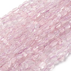 天然石ローズクォーツビーズ連売り  ナゲット  タンブルストーン  8.5~12.5x7.5~8.5x5~6.5mm  穴：0.8~1mm  約41~43個/連  15.75~16.14''（40~41センチメートル）&nbsp;G-G288-A01-01