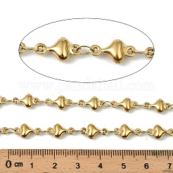 304ステンレススチールハートリンクチェーン  スプールで  ハンダ付け  18KGP本金メッキ  12x6.5x3mm&nbsp;CHS-A017-02B-G