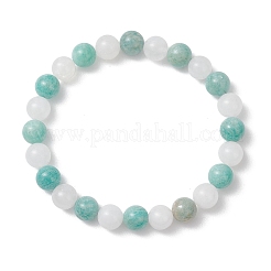 Natural Amazonite & White Jade Beaded Stretch Bracelets for Women&nbsp;BJEW-JB13369