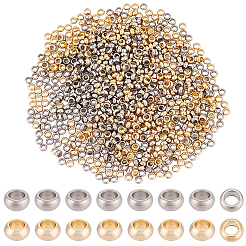 800個2色304ステンレススチールスペーサービーズ  ロンデル  ゴールデン·ステンレス鋼色  2x1mm  穴：1mm  400個/カラー&nbsp;STAS-BBC0009-75C