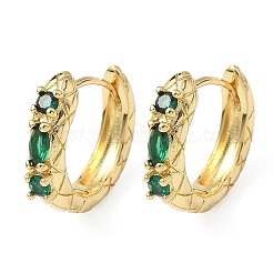 Brass Micro Pave Cubic Zirconia Hoop Earrings&nbsp;EJEW-A132-18G