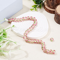 1 Strand Handmade Lampwork Inner Flower Rondelle Beads Strands&nbsp;LAMP-TA0002-72J