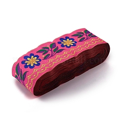 刺繍チロリアンテープ  ジャカードリボン  チロリアンリボン  服飾材料  花柄  カメリア  51mm  約7 M /バンドル&nbsp;SRIB-WH0006-85D