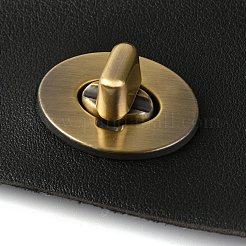 イミテーションレザーバッグカバー  角が丸い長方形とアロイツイストロッククラスプ  バッグ交換用アクセサリー  ブラック  23.1x20.1x0.15~22cm  穴：1mm&nbsp;FIND-M001-10A