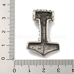 バイキング 316 サージカルステンレスペンダント  トールのハンマーチャーム  アンティークシルバー  33.5x23.5x8.5mm  穴：5mm&nbsp;STAS-E212-97AS