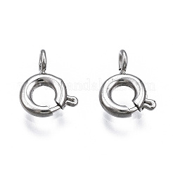 変色しにくい304ステンレススチール製スプリングリング留め具  リング  ステンレス鋼色  8x6.5x1.5mm  穴：1.5mm&nbsp;X-STAS-S117-016A